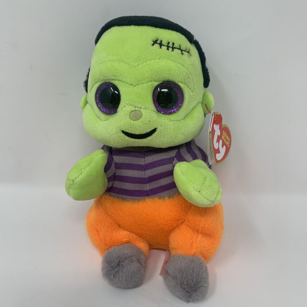 Ty Beanie Bellies Victor Frankenstein Halloween Plush Stuffed Toy Green Orange